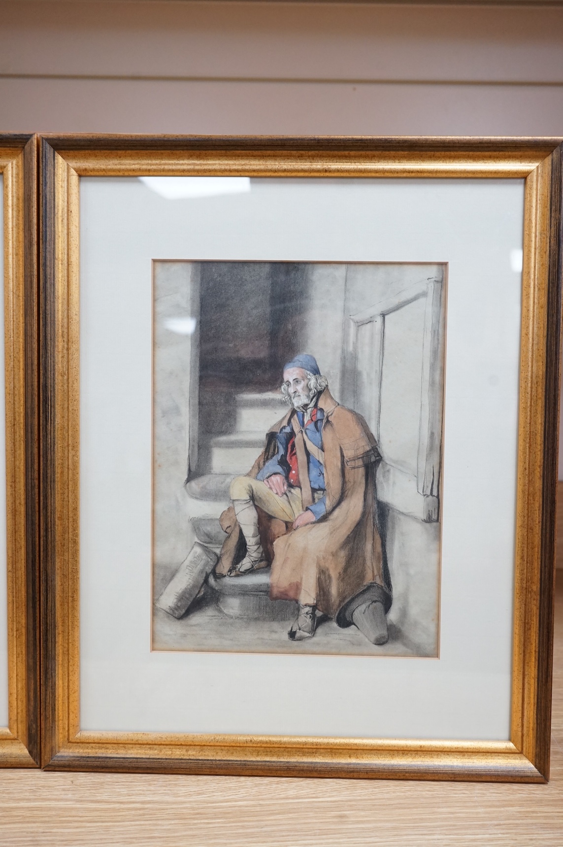 Late 19th century Italian School, Study of an elderly soldier and one other, unsigned, pair of watercolours, 28 x 21cm